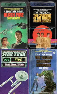 4 STAR TREK Novels: Black Fire/ Covenant Crown/ Log Five/ Vulcan