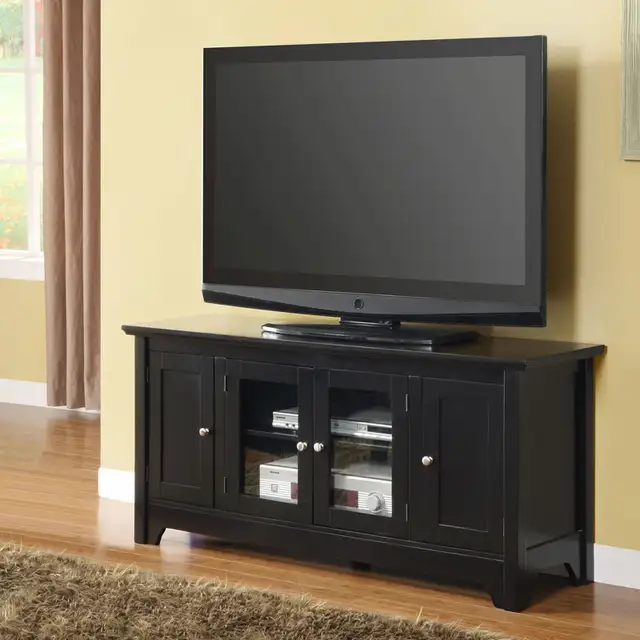 Walker Edison 52" Wood TV Console With Four Doors (Black)62864743702531124