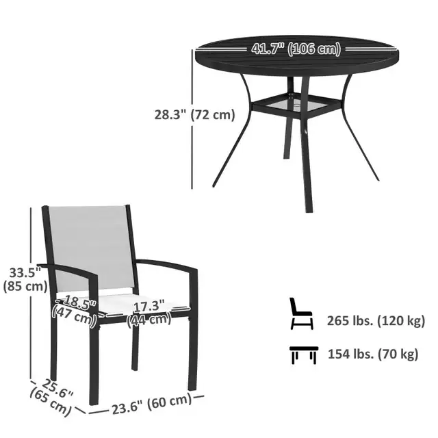 5 Piece Outdoor Dining Set with Round Table and 4 Stackable Chai in Patio & Garden Furniture in Markham / York Region - Image 4
