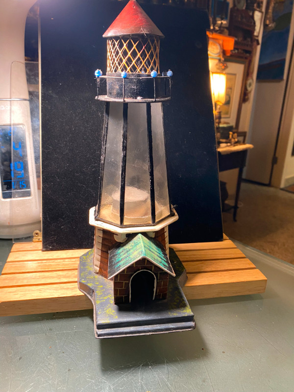 Lighthouse Glass Accent Table Lamp for a Candle 10” in Arts & Collectibles in Vancouver