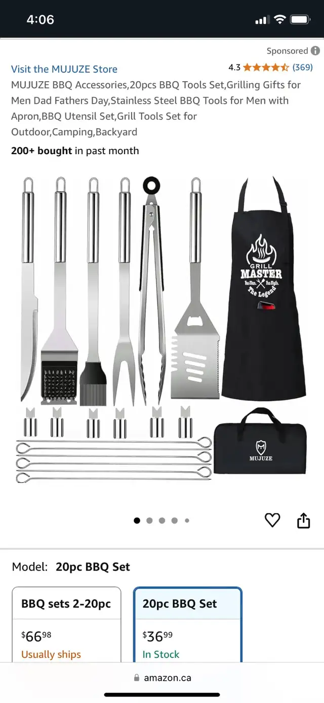 NEW Muzuze Stainless Steel BBQ  Kit