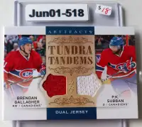 2014-15 Artifacts Tundra Tandems Dual Jersey PK Subban Gallagher