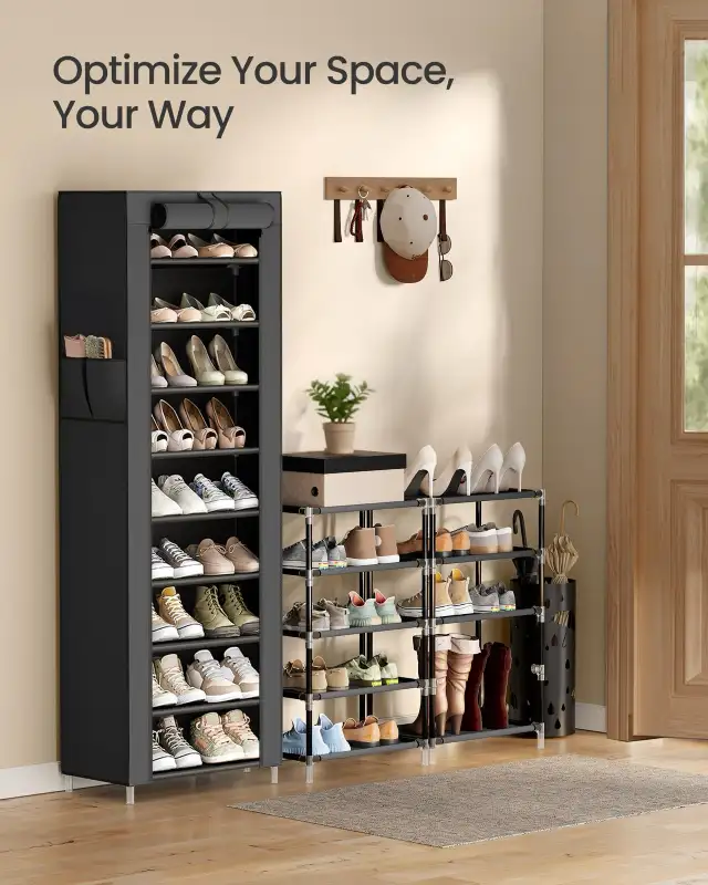 10-Tier Shoe Storage Rack with Cover & Side Pockets in Storage & Organization in Oshawa / Durham Region - Image 7