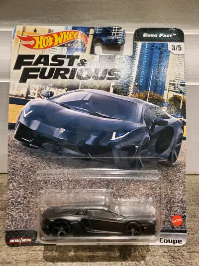 BNIB GXV65 1:64 Diecast Hot Wheels Premium Fast & Furious Lamborghini Aventador Coupe Matt Black Fur...