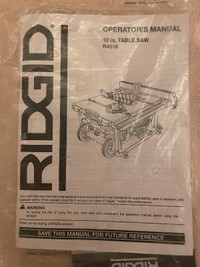 Ridgid 10 in. Table Saw R4516 Operator's MANUAL