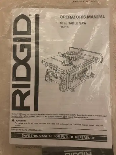 Ridgid 10 in. Table Saw R4516 Operator's MANUAL, View more