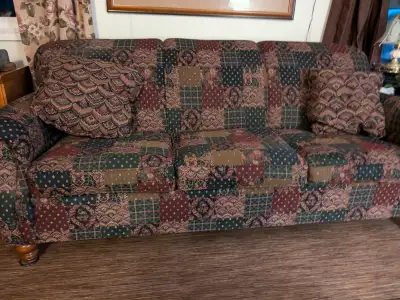 3 seat couch in good condition. Nice colors with two cushions.