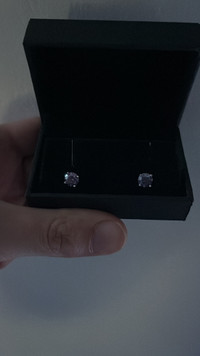 1ct royal purple moissanite stone silver stud earrings 