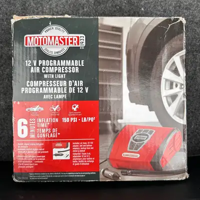 Air compressor w/ auto shut off. Great for cars tires , bike tires, sport equipment.