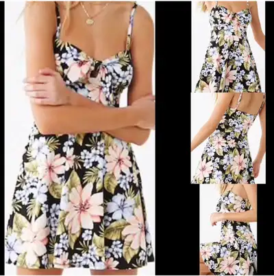 Tropical floral fit and flair mini dress, View more