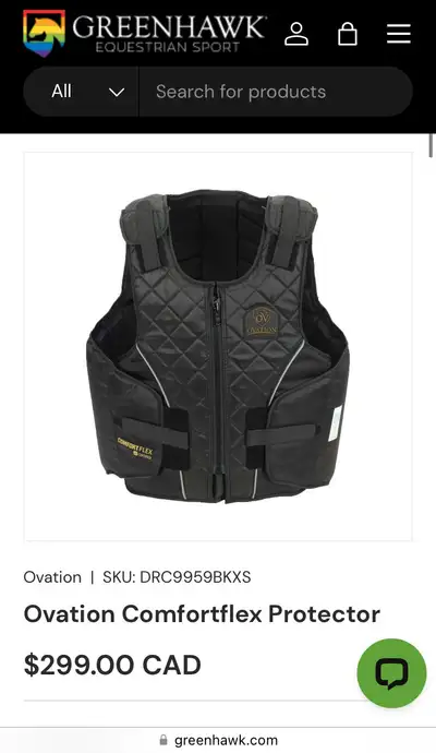 Ovation Adult Small horseback riding safety vest. Adjustable shoulder and wasit straps Good protecti...