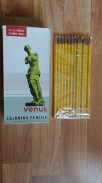 Complete Box Of  36 Yellow Vintage Venus Coloring Pencils