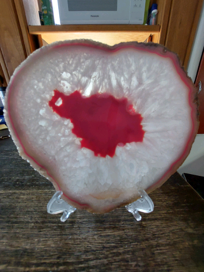 Large agate crystal slab , View more