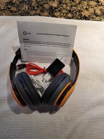 Ijoy premium over the ear wireless headset in orange, View more