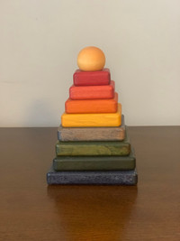 Wooden Story Stacking Pyramid Rainbow Toy