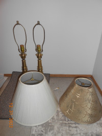 two  brass lamps