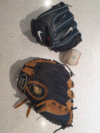 Baseball natural leather 2-glove mitt set Adult & Child