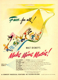 1946 full-page magazine ad for Disney movie Make Mine Music
