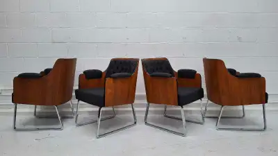 4 Mid-century modern walnut bentwood dining chairs , View more