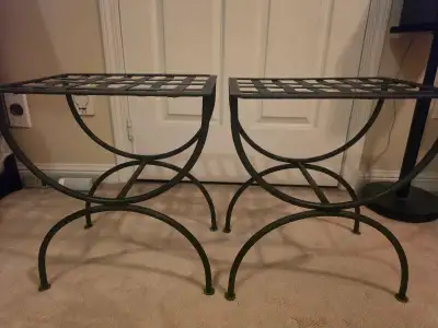 Two Vintage Wrought Iron stool/foot rest/ottoman, View more