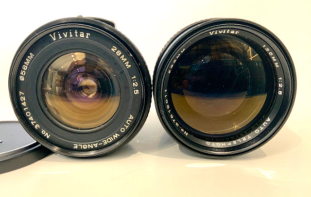 2 lenses  $100 Vivitar 135mm f/2.5 TX and 28mm f/2.5 TX in Cameras & Camcorders in Peterborough - Image 2