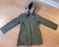 NEW - Girls Size 10/12 GAP Khaki Sherpa Lined  Parka Jacket