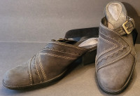 Clark's Artisan Collection Dark Grey Leather Clogs Mules Sz 6M
