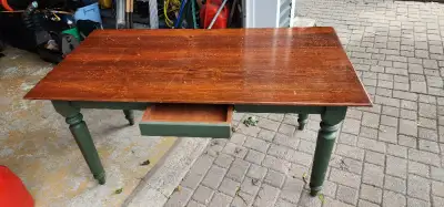 Wood table with drawer