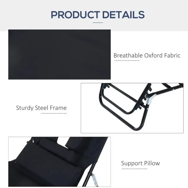 Adjustable Outdoor Lounge Chair, Garden Folding Chaise Lounge  in Patio & Garden Furniture in Markham / York Region - Image 6