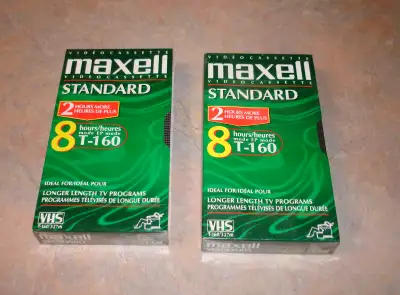 2 brand new in packaging Maxell brand MP T-160 VHS tapes $10 for the 2 tapes. Brand new and still se...