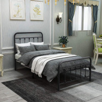 BNIB Metal Bed Frame Twin Size Platform with Vintage Headboard