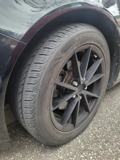 235/50r18 (5x114.3) Tires about half tread left, rims are from a Buick Regal but looks like will fit...