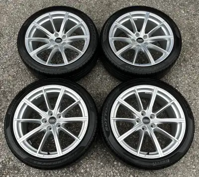 Wheels: Silver "Audi Sport" 19 Inch OEM Fitment: A5, S5 & RS5 Quantity: 4 Tires: Pirelli Sottozero W...