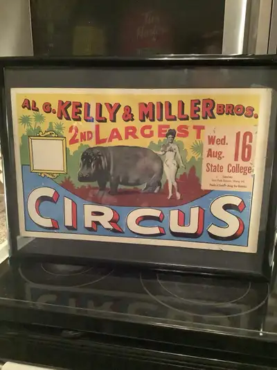 Al G. Kelly & Miller Bros 1930’s Circus Sign, View more