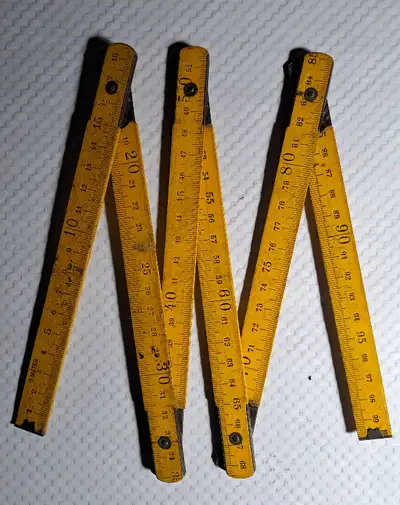 Vintage Folding Carpenter's Wooden Meter Measuring Stick, View more