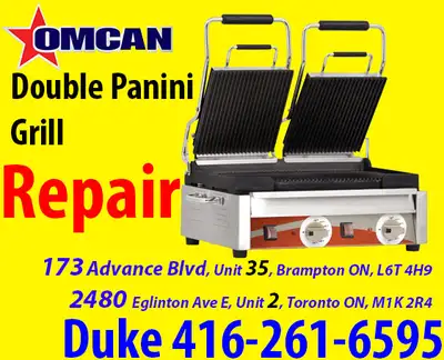 Omcan - 10” x 18” Double Panini Grill with Ribbed Surfaces - PG-CN-0711-R Dynamic - Dynacube Manual...