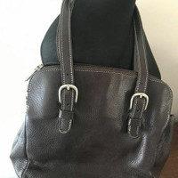 Roots Genuine Leather Chocolate Brown Hand Bag Like New