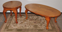 Queen Anne Solid Oak Coffee & End Table.