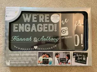 New in box Wedding Chalkboard set, View more