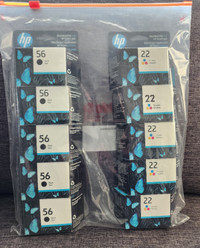 HP InkJet Printer Cartridges Black #56 & Colour #22