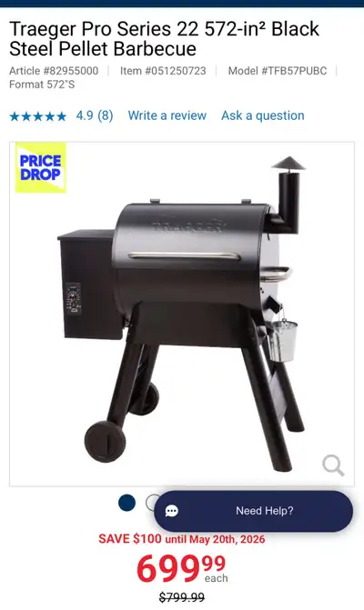 BNIB Traeger Pro Series 22 572-in² Pellet BBQ, View more