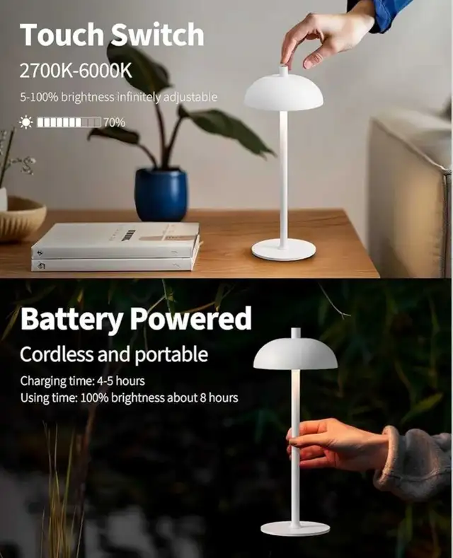 Ophouliy Cordless Table Lamp 2 Pack Rechargeable Battery Operate in Indoor Lighting & Fans in Markham / York Region - Image 11