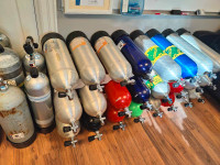 Lots of scuba cylinders (Steel and Aluminum)