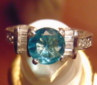 Genuine BLUE TOPAZ ring in Solid .925 Silver. Size 6