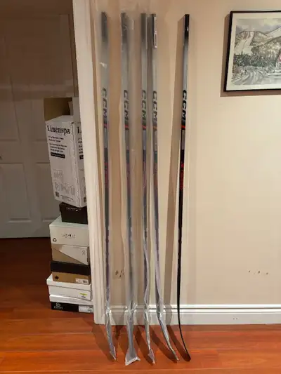 Five BRAND NEW CCM Jetspeed FT+ hockey sticks, View more