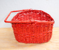 Large Red Woven Wicker Basket