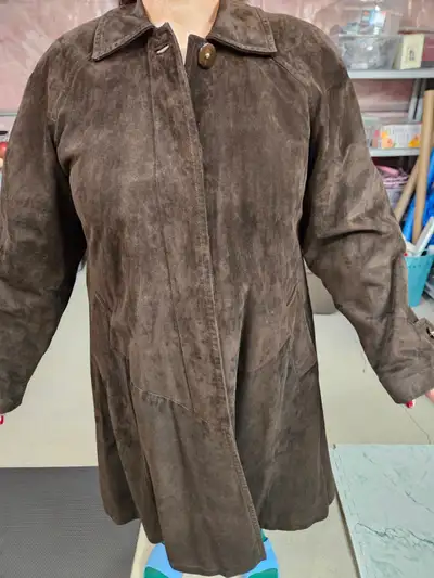 "Danier"  Brown Suede Full-Length Coat, View more