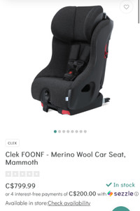 Clek FOONF - Merino Wool Car Seat, Mammoth