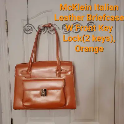 McKlein Real Italian Leather Briefcase W Front Key Lock - $130 - Hold W e-transfer, Pick up in Orlea...