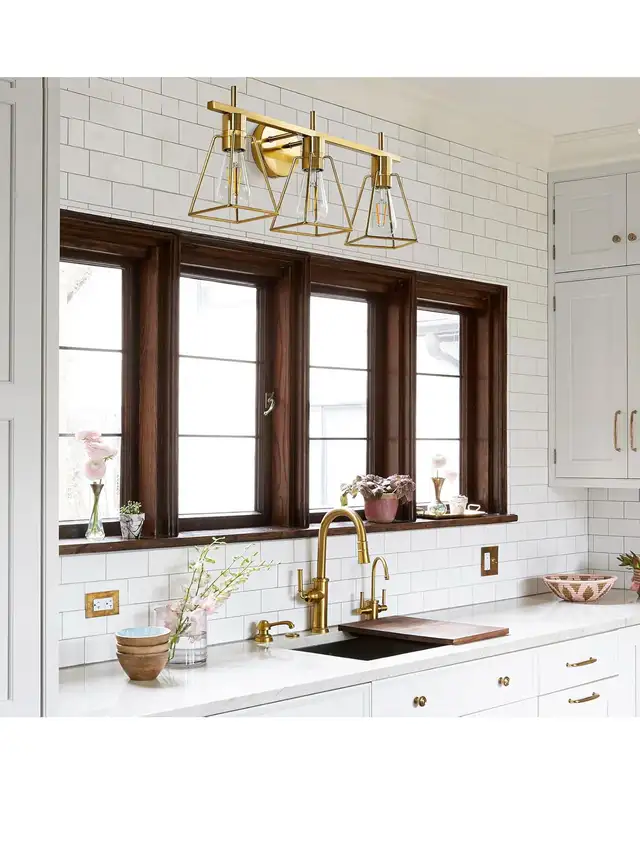 Bathroom Vanity Lights 3 Lights Brushed Gold Wall Lamps Rustic  in Indoor Lighting & Fans in Hamilton - Image 8